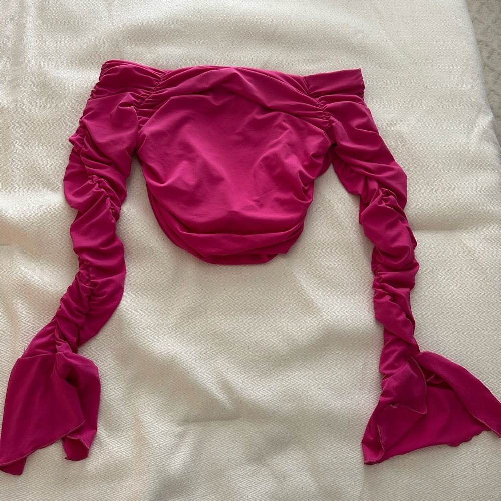Pink Cropped Longsleeve Forever 21 Shirt